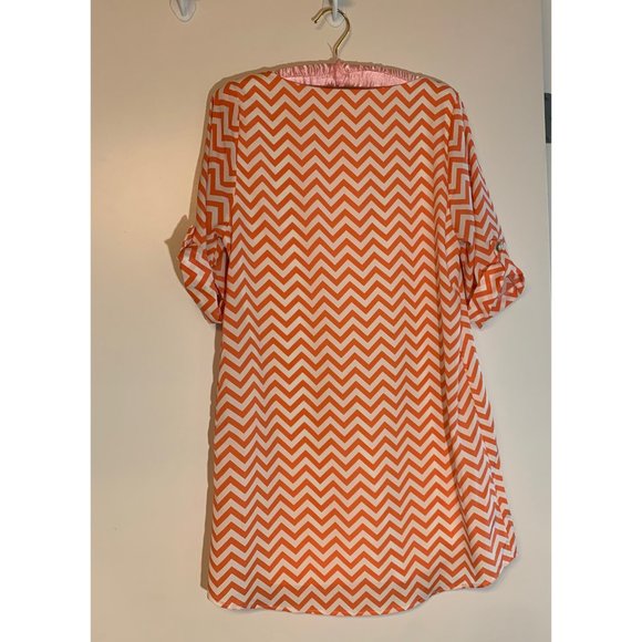 Orange/White Chevron long tunic or shirt dress - Picture 4 of 5